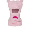 Cagula cu urechi de urs din fleece roz