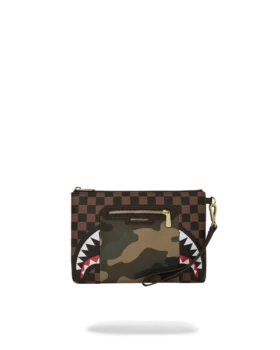 BUZUNAR EXTERIOR CU FERMOAR AURIU CLUTCH CROSSOVER „Sharks in Paris”