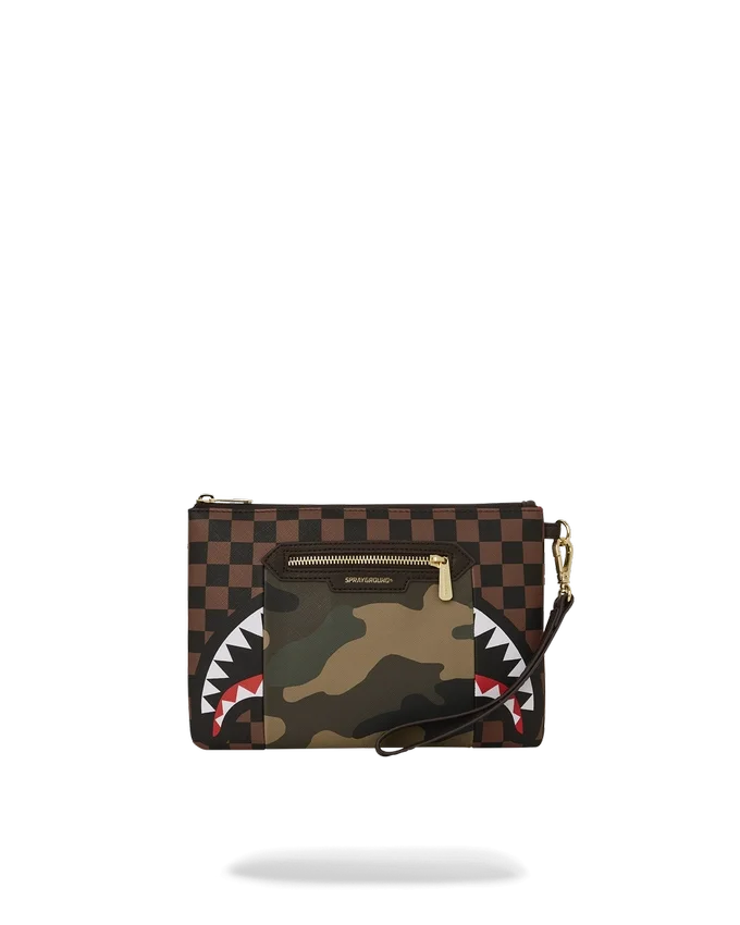 BUZUNAR EXTERIOR CU FERMOAR AURIU CLUTCH CROSSOVER „Sharks in Paris”
