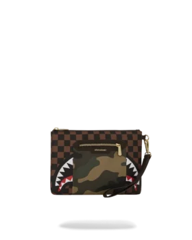 BUZUNAR EXTERIOR CU FERMOAR AURIU CLUTCH CROSSOVER „Sharks in Paris”