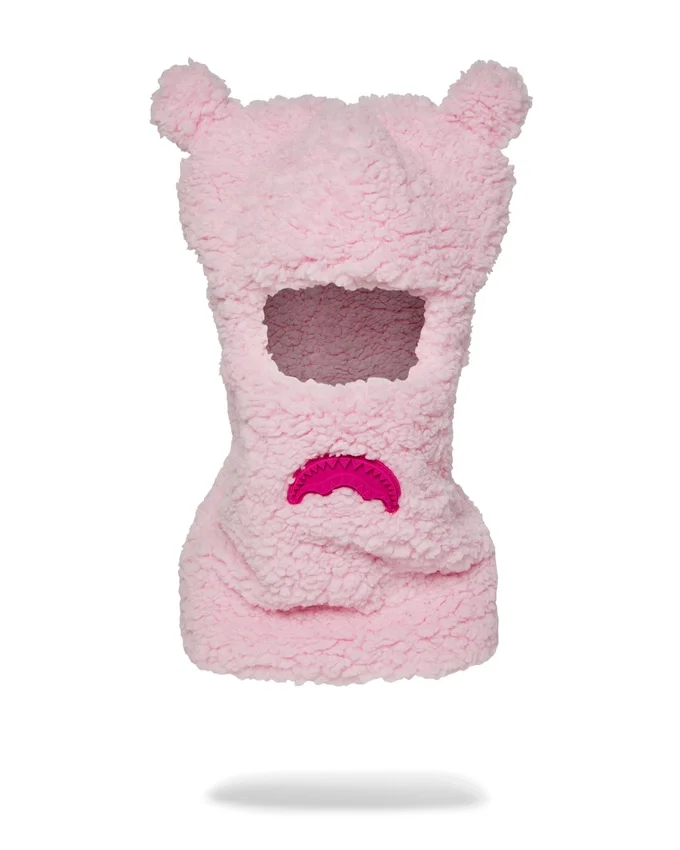 Cagula cu urechi de urs din fleece roz