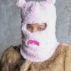Cagula cu urechi de urs din fleece roz