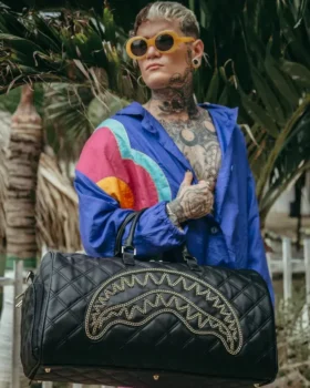 NOIR QUILT GOLD CHAIN SHARK Genți De Voiaj
