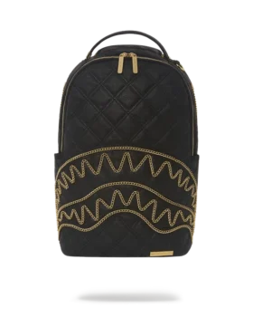 RUCSACUL NOIR QUILT CU LANȚ AURIU ȘI MOTIV DE SHARK (DLXV)