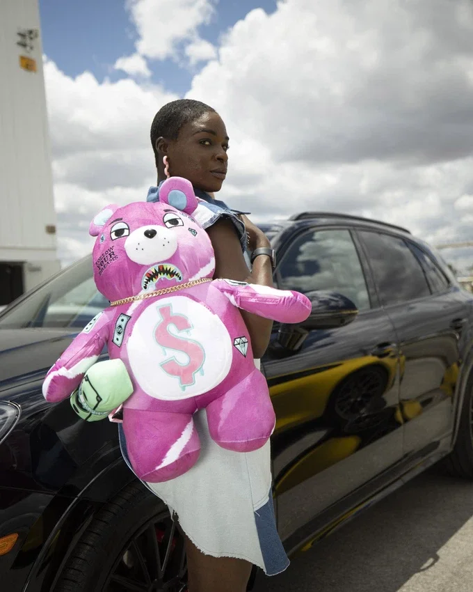 RUCSACULI PINK PUNK MONEYBEAR TEDDYBEAR