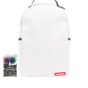 RUCSAKUL ALB SPRAYGROUND DIY (PIELE VEGANĂ ȘI CĂPTUȘEALĂ INTERIOARĂ PENTRU BANI) ȘI MARKERE INCLUSE