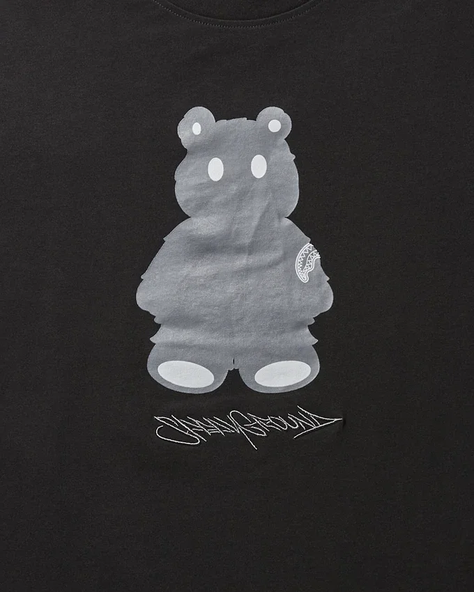 TRICOU CU MÂNECI SCURTE ȘI IMAGINE „MONEY BEAR” (NEGRU)