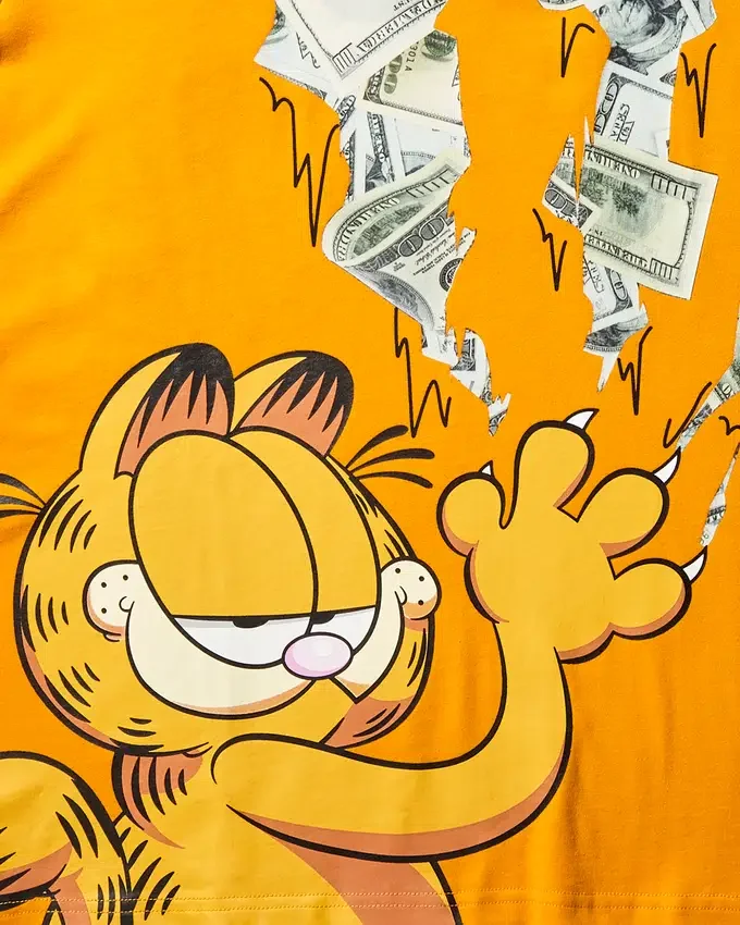 TRICOU GARFIELD CU IMPRIMARE „CAT STRATCH” (PORTOCALIU)